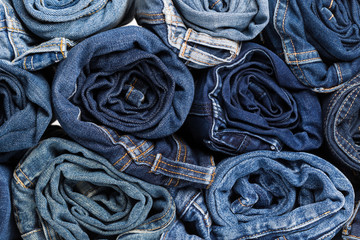 Blue jean background .Blue denim jeans texture