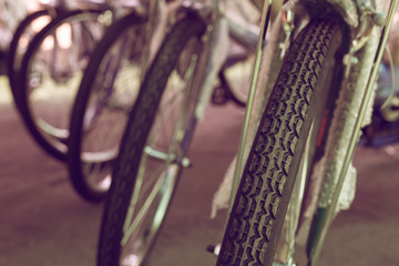 group of bicycle parked on street