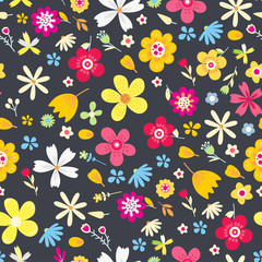 Amazing floral vector seamless pattern of flowers
