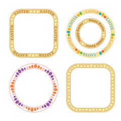 ornamental vector round and quadrate frames with decorative color eggs for easter holiday