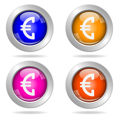 Fototapeta premium Set of round color icons. Euro icon.