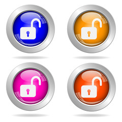 Set of round color icons. lock icon.
