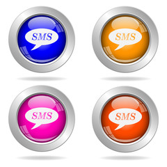 Set of round color icons. SMS icon.