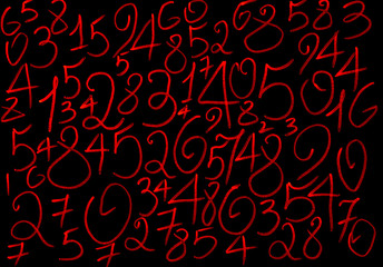 Background of numbers. from zero to nine. Mathematical equations and formulas .1, 2, 3, 4, 5, 6, 7, 8, 9, 10, logo design 