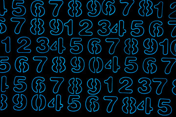 Background of numbers. from zero to nine. Mathematical equations and formulas .1, 2, 3, 4, 5, 6, 7, 8, 9, 10, logo design 