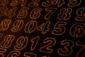 Background of numbers. from zero to nine. Mathematical equations and formulas .1, 2, 3, 4, 5, 6, 7,...