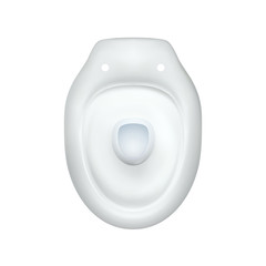 Toilet bowl incomplete modern realistic. Isolated images of white toilet bowl view top. Vector illustration for advertising or web design, interior element decor bathroom unit. Eps 10