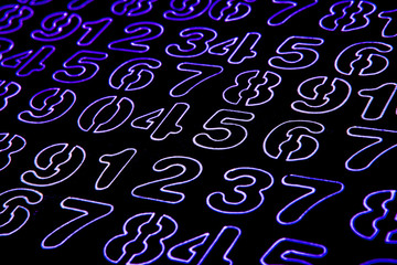 Background of numbers. from zero to nine. Mathematical equations and formulas .1, 2, 3, 4, 5, 6, 7, 8, 9, 10, logo design 