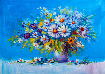 Fototapeta na wymiar Oil painting Daisy flowers