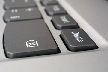 Fototapeta na wymiar Computer keyboard with Delete key in foreground