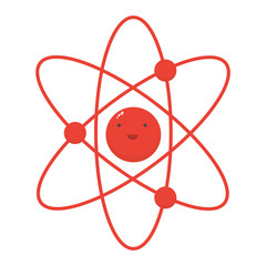 Atom is a little cute character, cute molecule flat icon, physics and chemistry vector illustration
