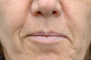 Closeup on the mouth of a woman