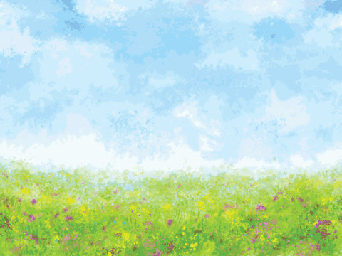 summer meadow impression, vector art illustration