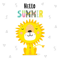 Hello summer  print with sunny lion
