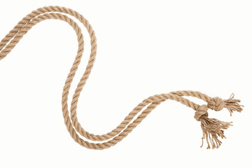 waved brown and jute rope isolated on white
