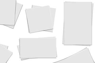 Set of paper sheets with shadows isolated on white background. Corner and center mockup. Vector, EPS 10