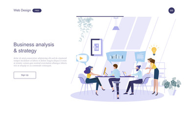 Business meeting and brainstorming. Business concept for teamwork. Vector illustration infographic template,web banner with people, team.