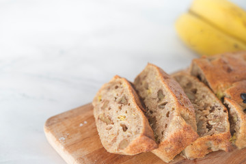 Delicious dessert of banana and  walnuts