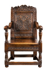 old oak carved arm chair