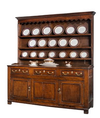oak dresser with plates