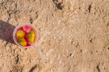 Bright cocktail stands on a sunny summer beach - Image