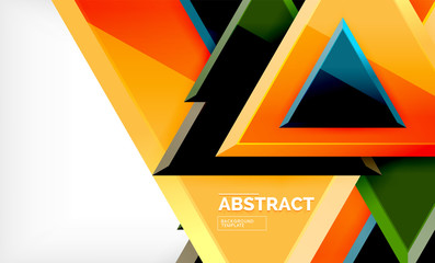 Triangular low poly background design, multicolored triangles