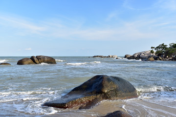 Penyabong beach or also often called Batu Lubang beach is a touristic beach at the southwestern side of Belitung Island, Indonesia