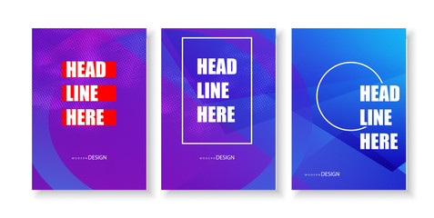 A collection of colorful covers. Square shapes with gradient. Modern design.
