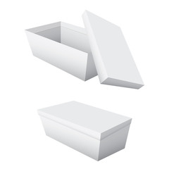Empty boxes and lids separated on a white background.