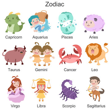 Cute zodiac vector set