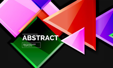 Glossy squares and triangles geometric backgrounds