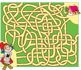 In vector illustration, a logical puzzle for children, in which you need to decide which route the girl should go home