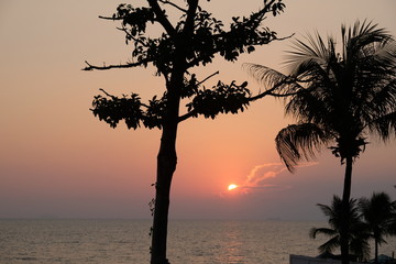 Sunset on the seashore in Thailand.