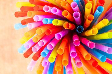 Close up colorful straw for drink