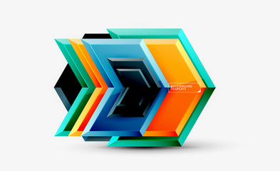 Shiny glossy arrows background, clean modern geometric design, futuristic composition