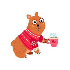 Christmas bear icon. Vector illustration Santa reindeer