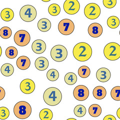 Numbers and circles, education, school concept. Seamless vector EPS 10 pattern. Flat style