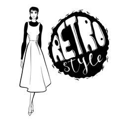 Beautiful woman in retro style . vintage dress sixties years.