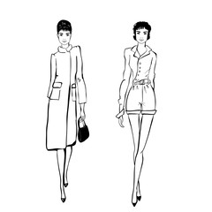 Beautiful woman in retro style . vintage dress sixties years.