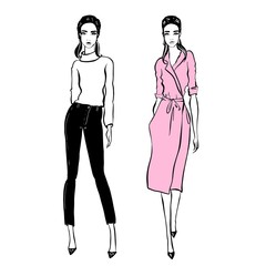 Beautiful woman in retro style . vintage dress sixties years.