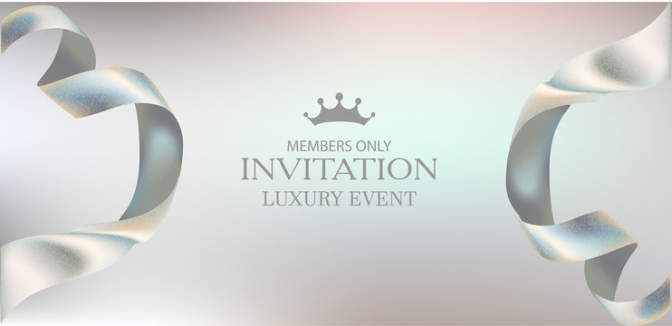 Elegant invitation card with beautiful ribbons. Vector illustration