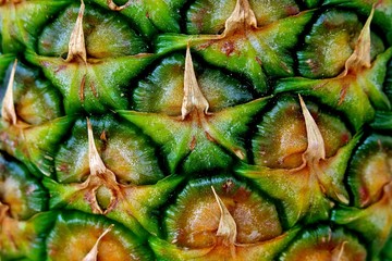 Pineapple peel, ripe, juicy and healthy fruit close-up