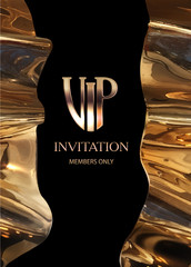 Vip invitation with golden metallic elements. Vector illustration