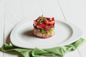 Fresh salad with tomatoes and herbs  Healthy food.