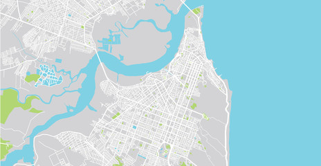 Urban vector city map of Natal, Brazil