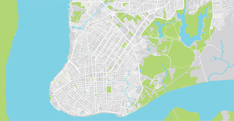 Urban vector city map of Belem, Brazil