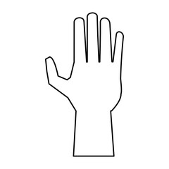 black hand open symbol in black and white