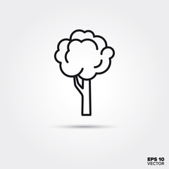 Deciduous tree line icon. EPS 10 vector gardening symbol.
