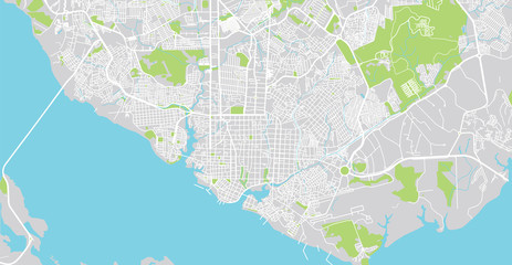 Urban vector city map of Manaus, Brazil