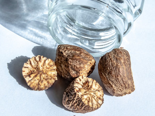 nutmeg spice isolated on the white background